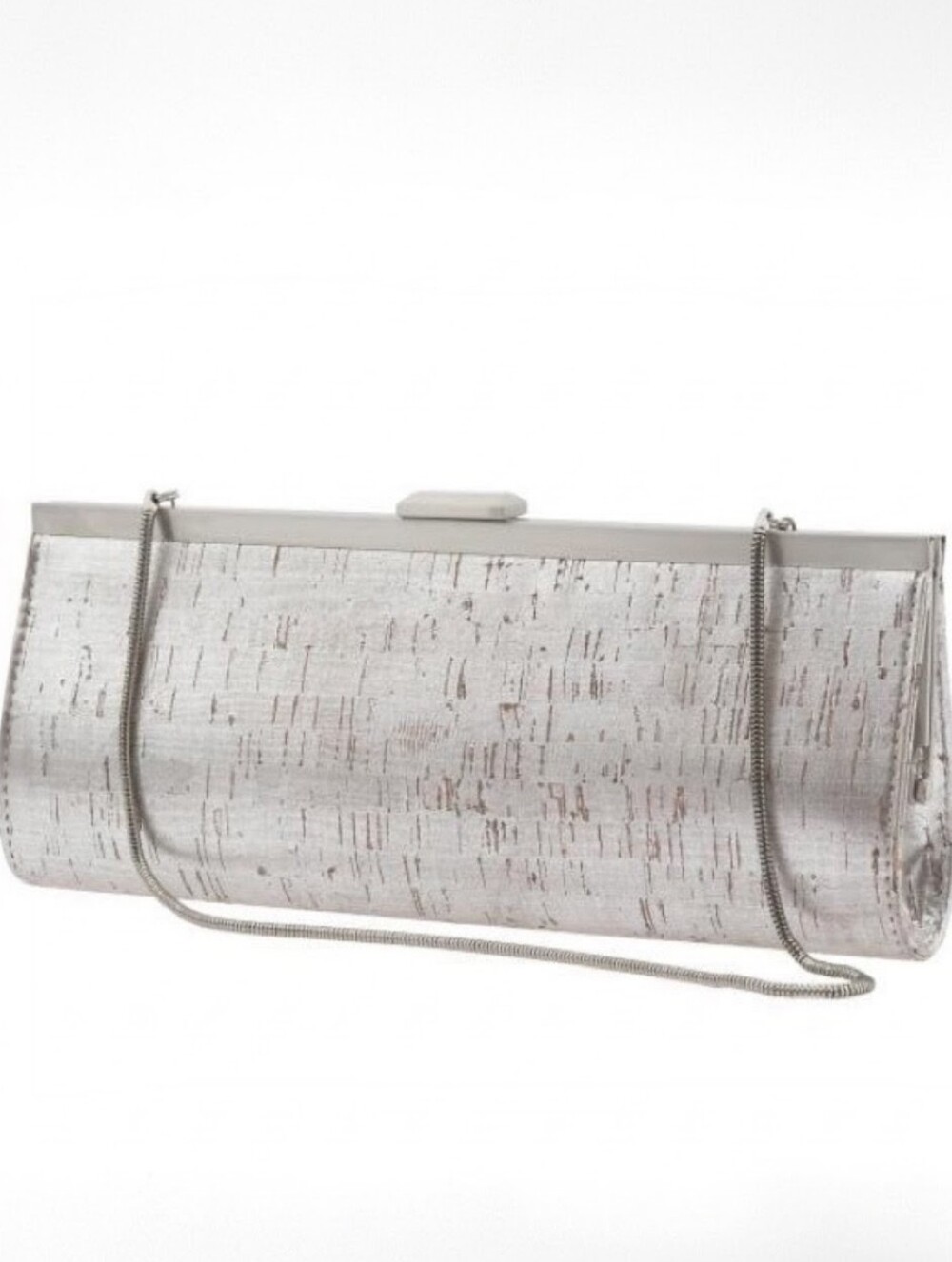 Banana Republic Silver Metallic Cork Clutch Purse